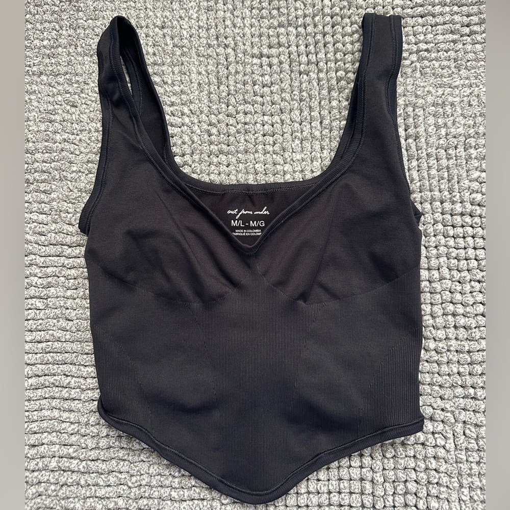 Urban Outfitters Black Ribbed Crop Tank Top